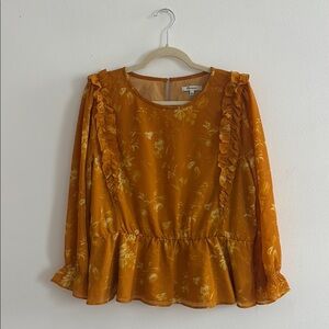 Madewell Floral Ruffle Blouse - Orange